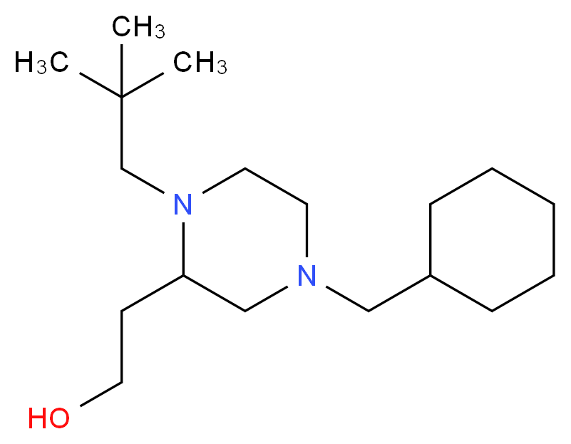 2-[4-(cyclohexylmethyl)-1-(2,2-dimethylpropyl)-2-piperazinyl]ethanol_分子结构_CAS_)