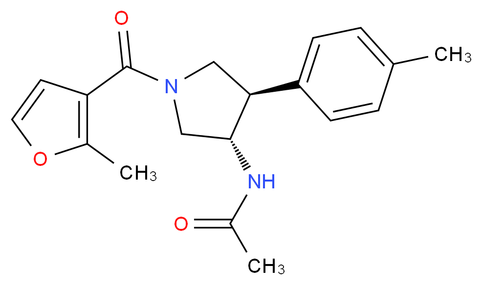 N-[(3S*,4R*)-1-(2-methyl-3-furoyl)-4-(4-methylphenyl)-3-pyrrolidinyl]acetamide_分子结构_CAS_)