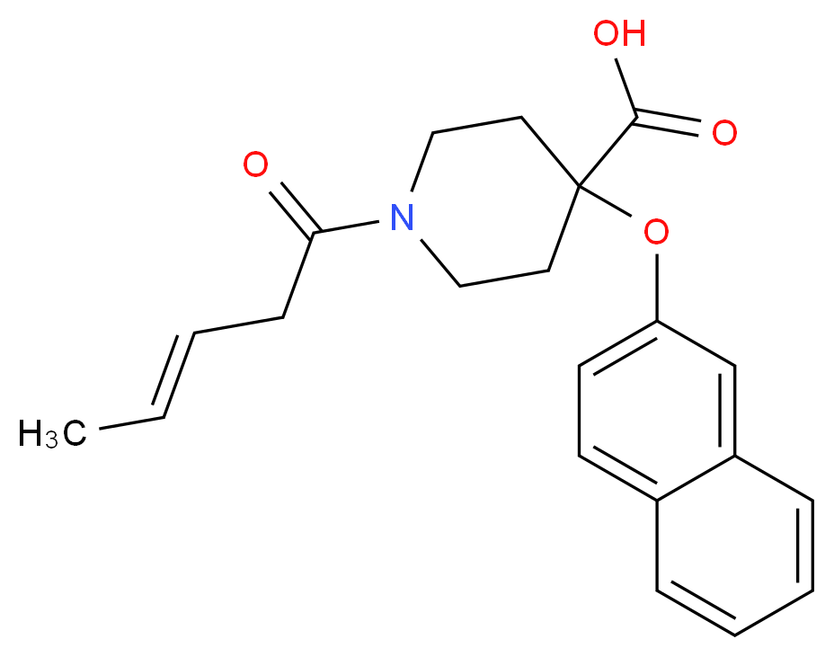 4-(2-naphthyloxy)-1-[(3E)-3-pentenoyl]-4-piperidinecarboxylic acid_分子结构_CAS_)