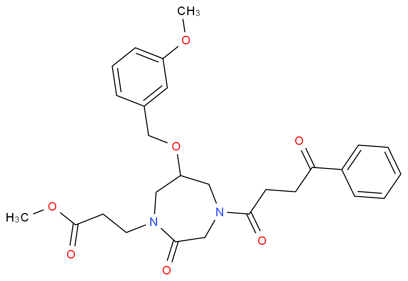 methyl 3-[6-[(3-methoxybenzyl)oxy]-2-oxo-4-(4-oxo-4-phenylbutanoyl)-1,4-diazepan-1-yl]propanoate_分子结构_CAS_)