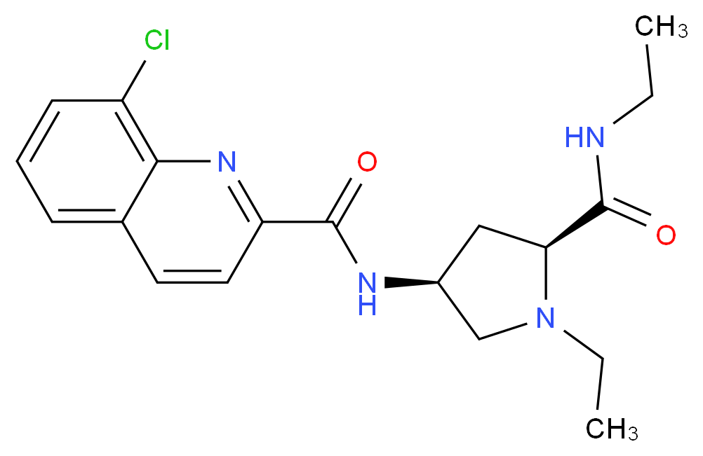 8-chloro-N-{(3S,5S)-1-ethyl-5-[(ethylamino)carbonyl]pyrrolidin-3-yl}quinoline-2-carboxamide (non-preferred name)_分子结构_CAS_)