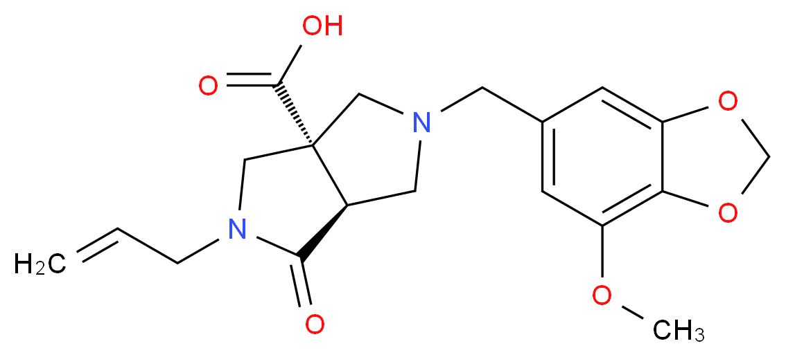 (3aS*,6aS*)-2-allyl-5-[(7-methoxy-1,3-benzodioxol-5-yl)methyl]-1-oxohexahydropyrrolo[3,4-c]pyrrole-3a(1H)-carboxylic acid_分子结构_CAS_)
