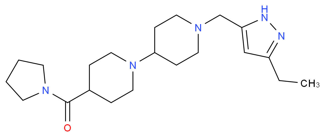 1'-[(3-ethyl-1H-pyrazol-5-yl)methyl]-4-(pyrrolidin-1-ylcarbonyl)-1,4'-bipiperidine_分子结构_CAS_)