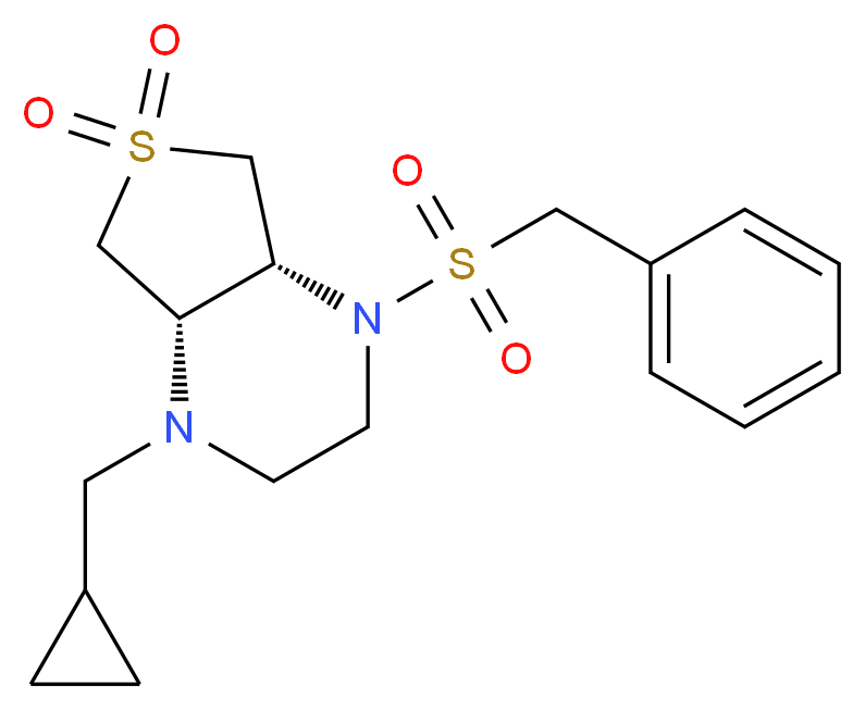 (4aS*,7aR*)-1-(benzylsulfonyl)-4-(cyclopropylmethyl)octahydrothieno[3,4-b]pyrazine 6,6-dioxide_分子结构_CAS_)