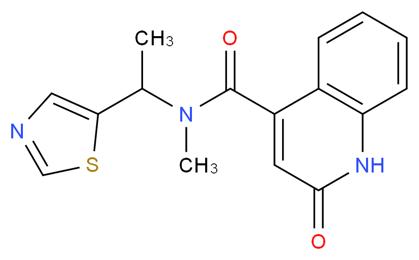 N-methyl-2-oxo-N-[1-(1,3-thiazol-5-yl)ethyl]-1,2-dihydro-4-quinolinecarboxamide_分子结构_CAS_)