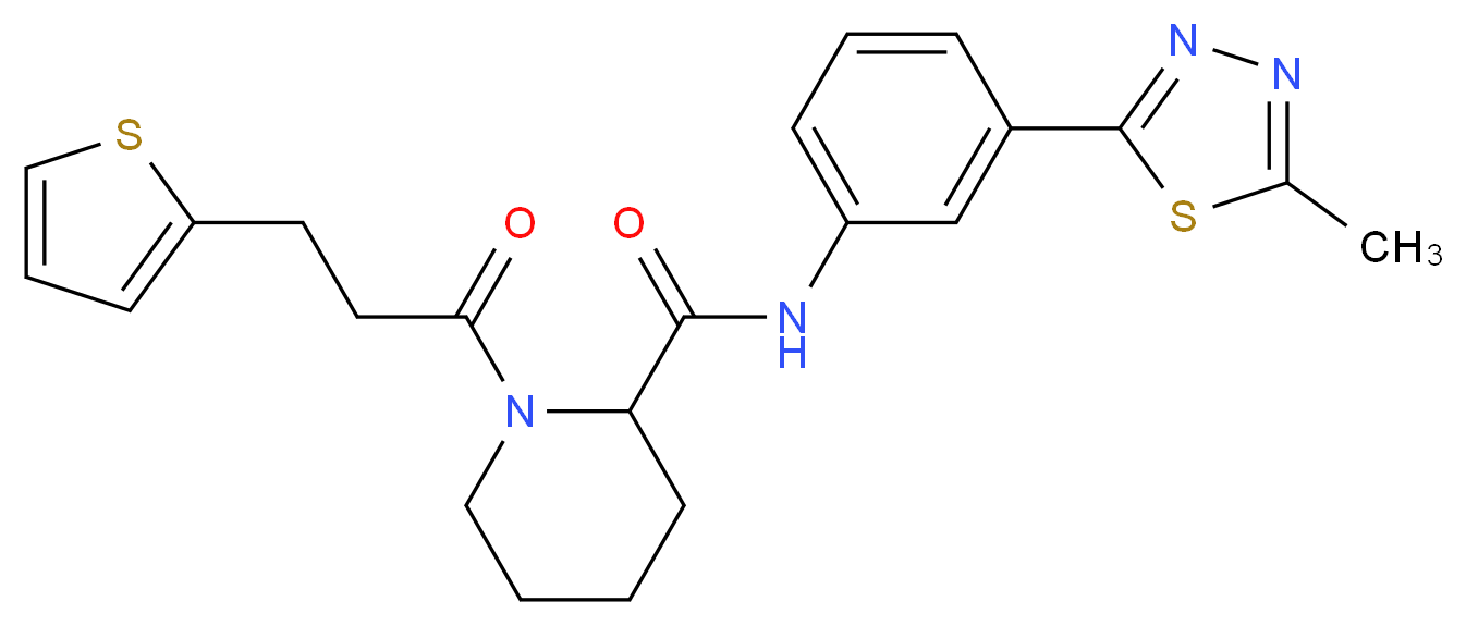 N-[3-(5-methyl-1,3,4-thiadiazol-2-yl)phenyl]-1-[3-(2-thienyl)propanoyl]-2-piperidinecarboxamide_分子结构_CAS_)