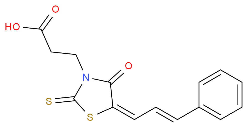 3-[(5E)-4-oxo-5-[(2E)-3-phenylprop-2-en-1-ylidene]-2-sulfanylidene-1,3-thiazolidin-3-yl]propanoic acid_分子结构_CAS_7025-17-4