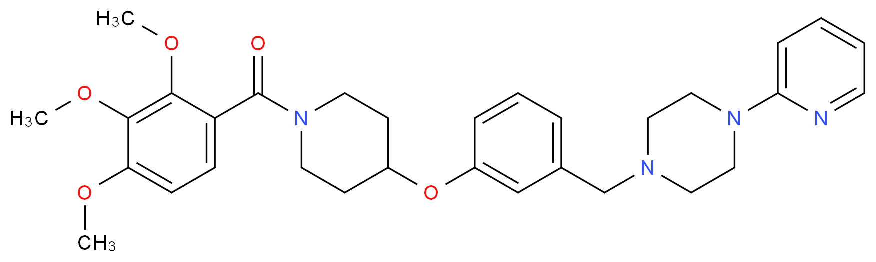 1-(2-pyridinyl)-4-(3-{[1-(2,3,4-trimethoxybenzoyl)-4-piperidinyl]oxy}benzyl)piperazine_分子结构_CAS_)