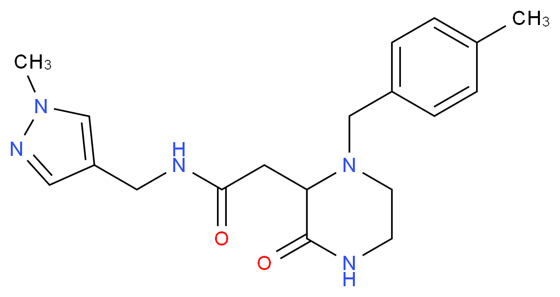 2-[1-(4-methylbenzyl)-3-oxo-2-piperazinyl]-N-[(1-methyl-1H-pyrazol-4-yl)methyl]acetamide_分子结构_CAS_)