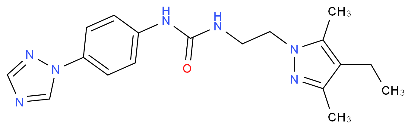 N-[2-(4-ethyl-3,5-dimethyl-1H-pyrazol-1-yl)ethyl]-N'-[4-(1H-1,2,4-triazol-1-yl)phenyl]urea_分子结构_CAS_)