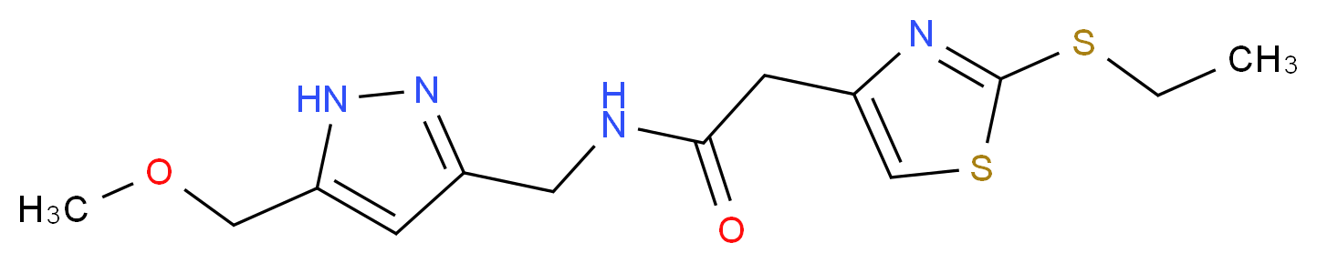 2-[2-(ethylthio)-1,3-thiazol-4-yl]-N-{[5-(methoxymethyl)-1H-pyrazol-3-yl]methyl}acetamide_分子结构_CAS_)