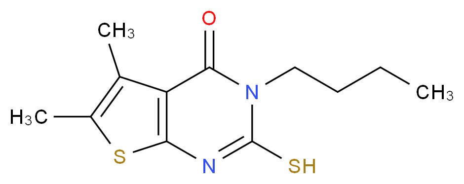 3-butyl-5,6-dimethyl-2-sulfanyl-3H,4H-thieno[2,3-d]pyrimidin-4-one_分子结构_CAS_59898-61-2