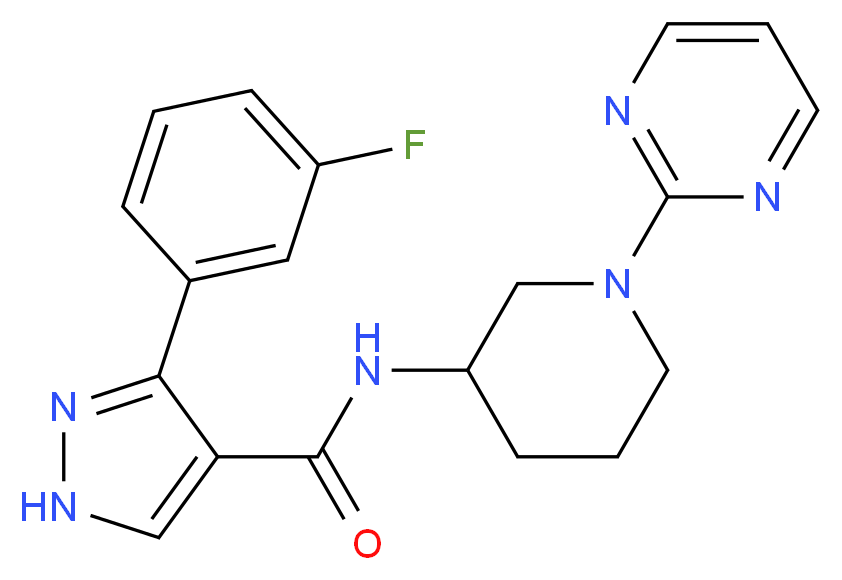 3-(3-fluorophenyl)-N-[1-(2-pyrimidinyl)-3-piperidinyl]-1H-pyrazole-4-carboxamide_分子结构_CAS_)