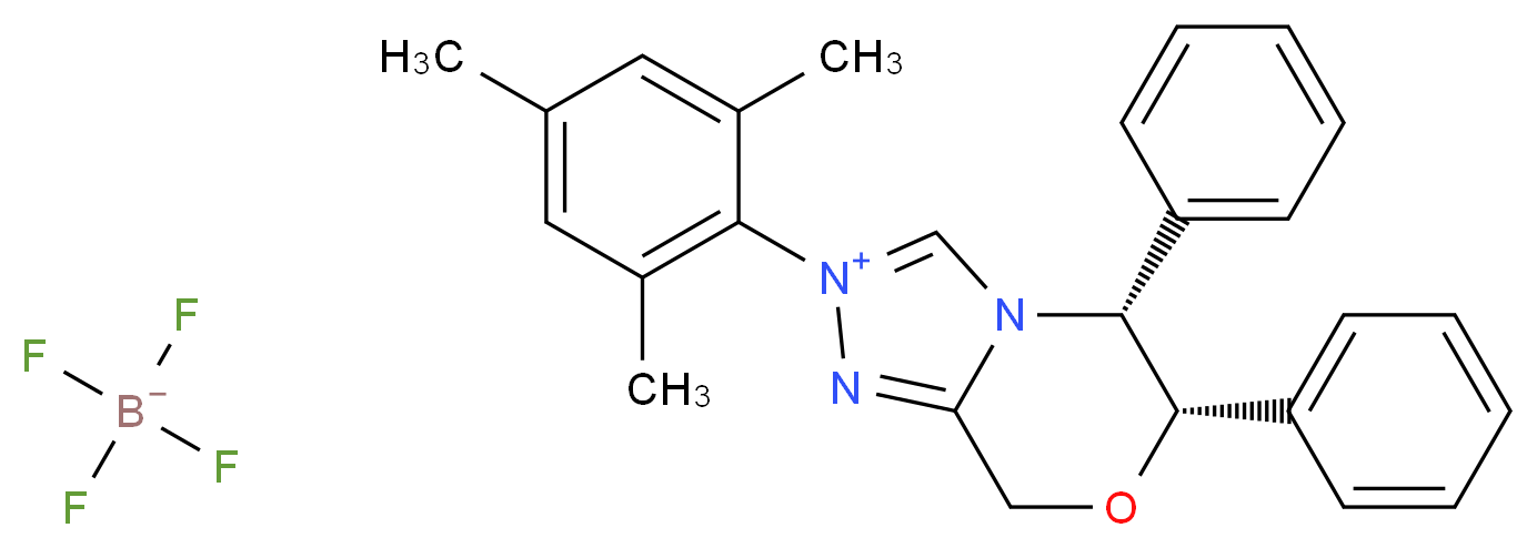 (5R,6S)-5,6-diphenyl-2-(2,4,6-trimethylphenyl)-5H,6H,8H-7,1,2λ<sup>5</sup>,4-[1λ<sup>5</sup>,2,4]triazolo[3,4-c][1,4]oxazin-2-ylium; tetrafluoroboranuide_分子结构_CAS_950842-71-4