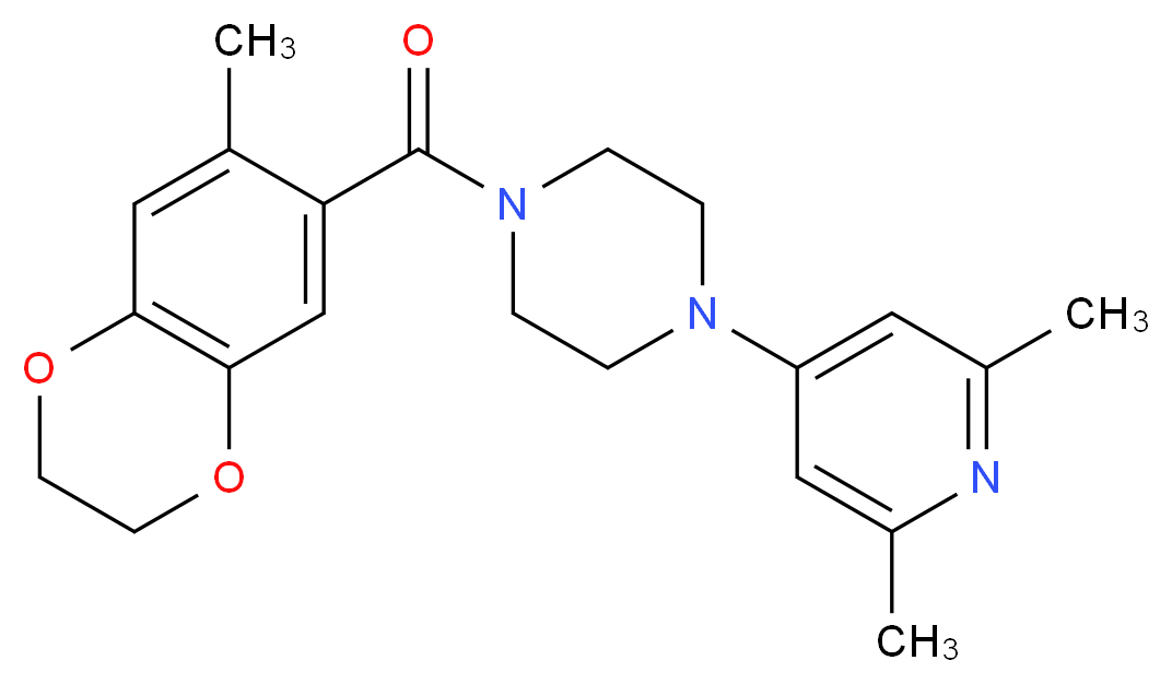 1-(2,6-dimethyl-4-pyridinyl)-4-[(7-methyl-2,3-dihydro-1,4-benzodioxin-6-yl)carbonyl]piperazine_分子结构_CAS_)
