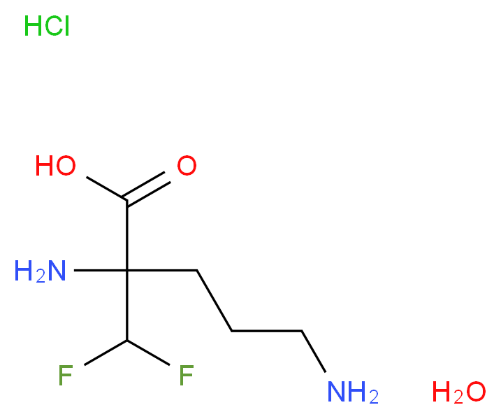 2,5-diamino-2-(difluoromethyl)pentanoic acid hydrate hydrochloride_分子结构_CAS_)