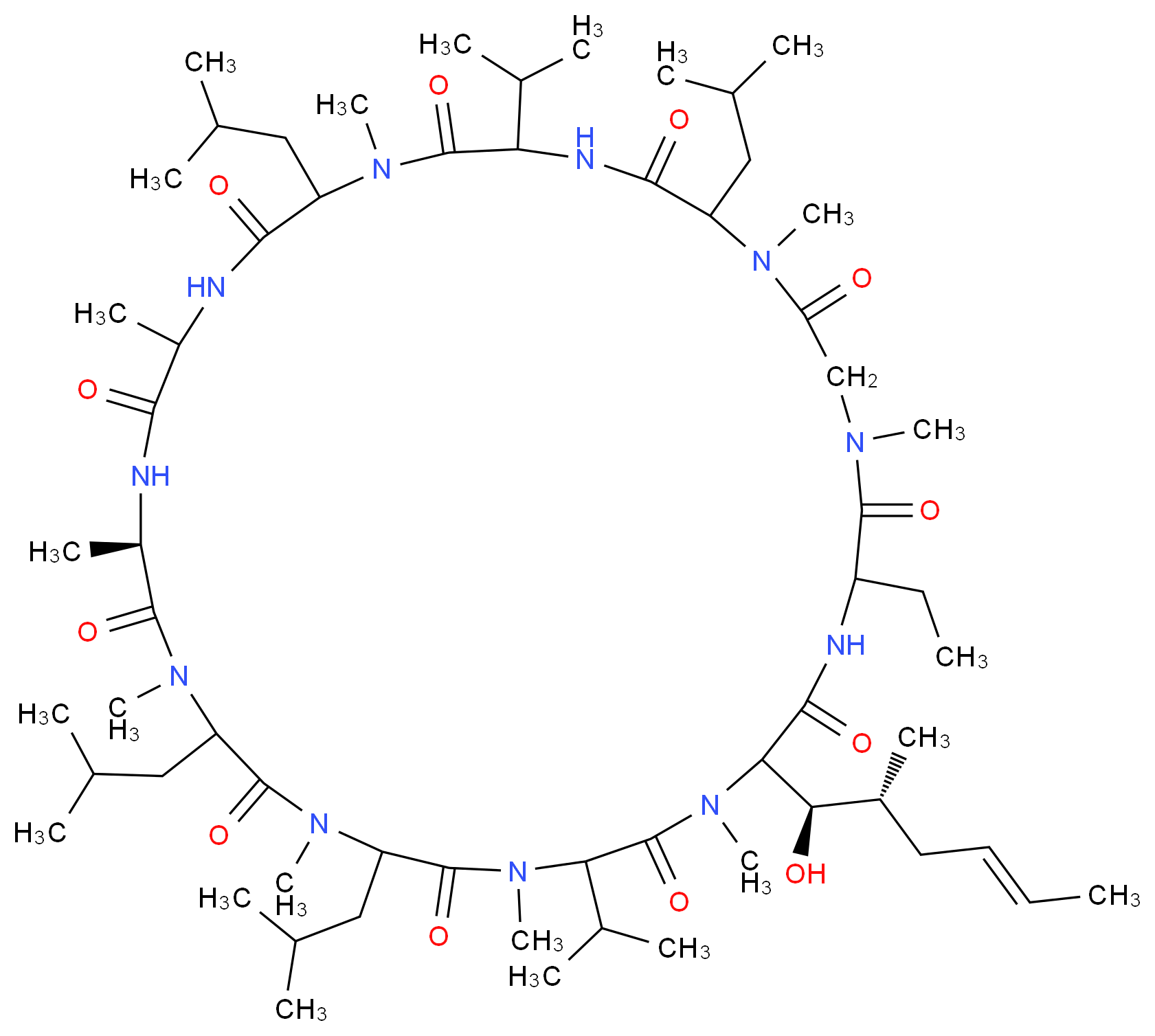 Cyclosporin A_分子结构_CAS_59865-13-3)