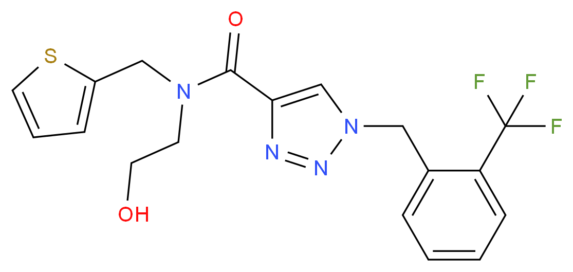 N-(2-hydroxyethyl)-N-(2-thienylmethyl)-1-[2-(trifluoromethyl)benzyl]-1H-1,2,3-triazole-4-carboxamide_分子结构_CAS_)