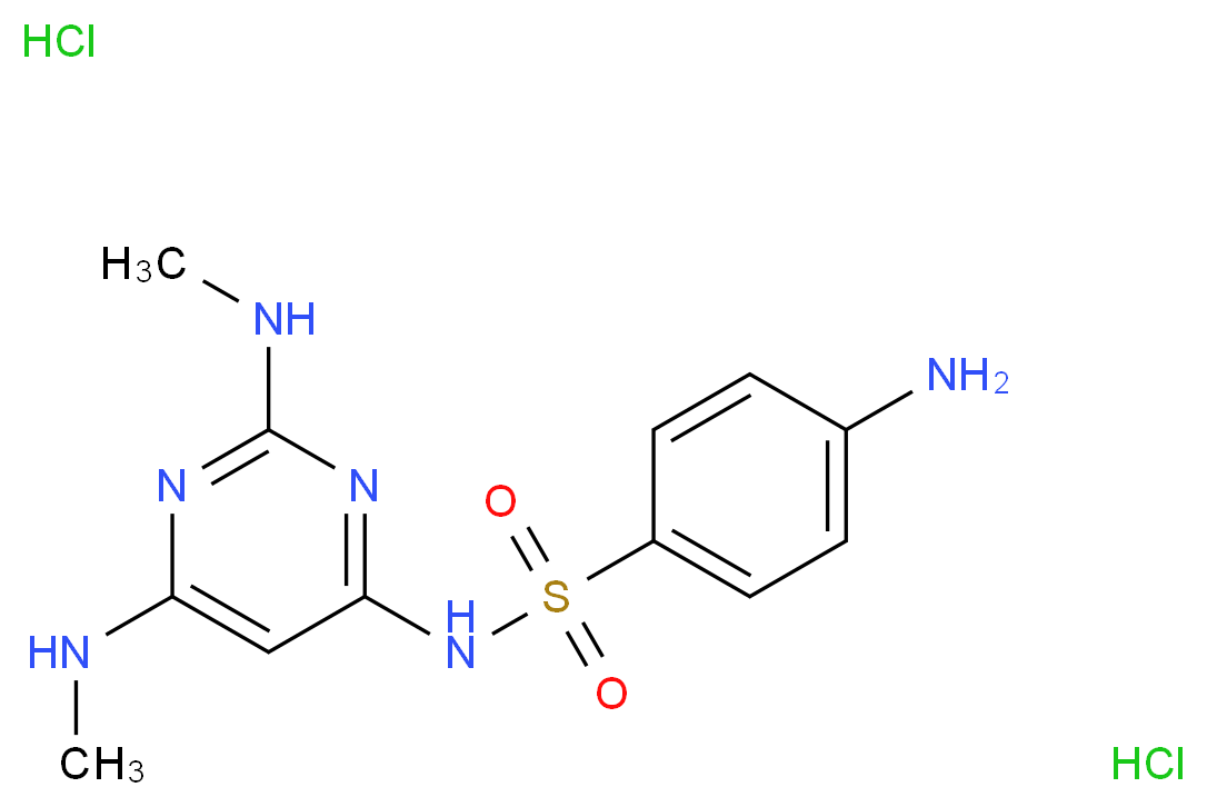 4-amino-N-[2,6-bis(methylamino)pyrimidin-4-yl]benzene-1-sulfonamide dihydrochloride_分子结构_CAS_202466-68-0