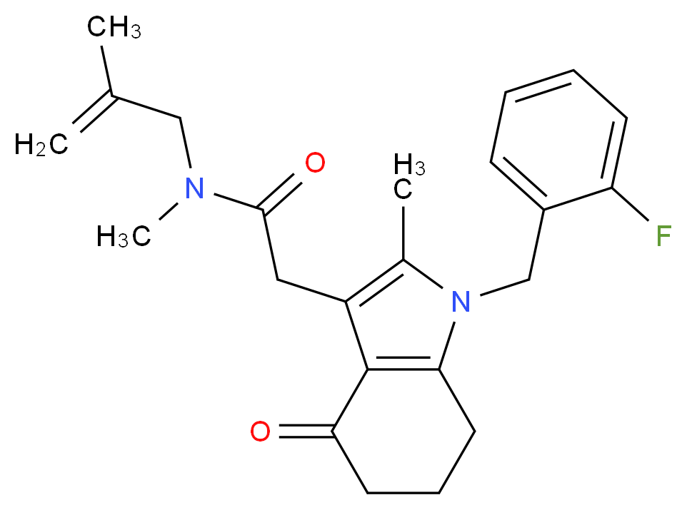 2-[1-(2-fluorobenzyl)-2-methyl-4-oxo-4,5,6,7-tetrahydro-1H-indol-3-yl]-N-methyl-N-(2-methyl-2-propen-1-yl)acetamide_分子结构_CAS_)