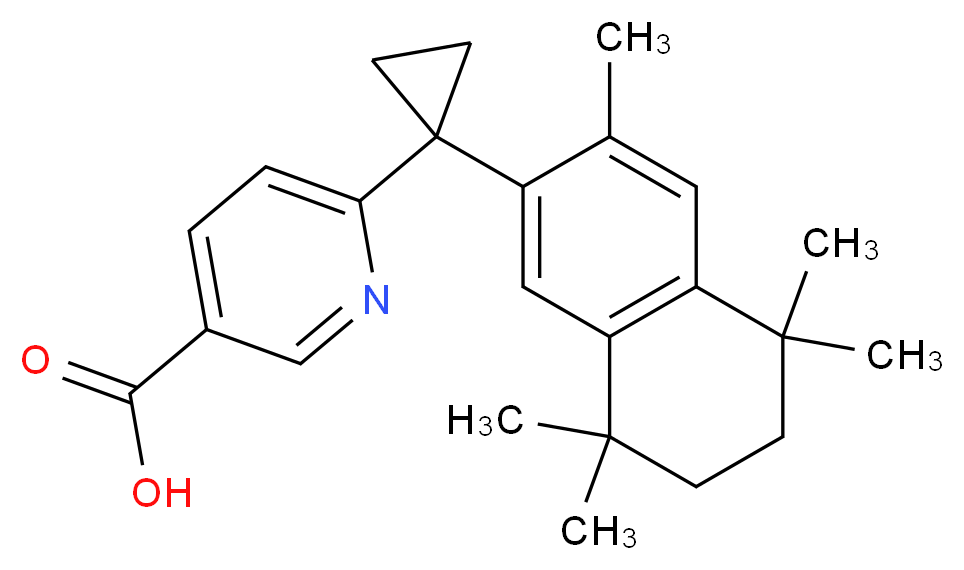 6-[1-(3,5,5,8,8-pentamethyl-5,6,7,8-tetrahydronaphthalen-2-yl)cyclopropyl]pyridine-3-carboxylic acid_分子结构_CAS_153559-76-3