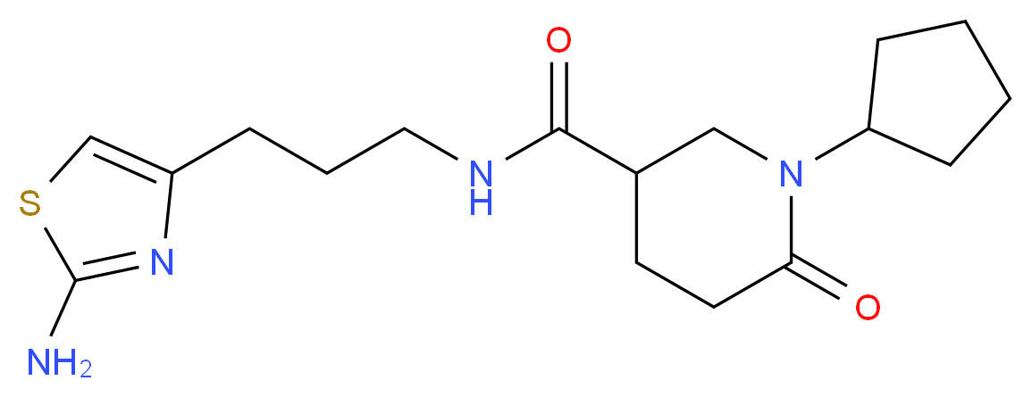 N-[3-(2-amino-1,3-thiazol-4-yl)propyl]-1-cyclopentyl-6-oxo-3-piperidinecarboxamide_分子结构_CAS_)
