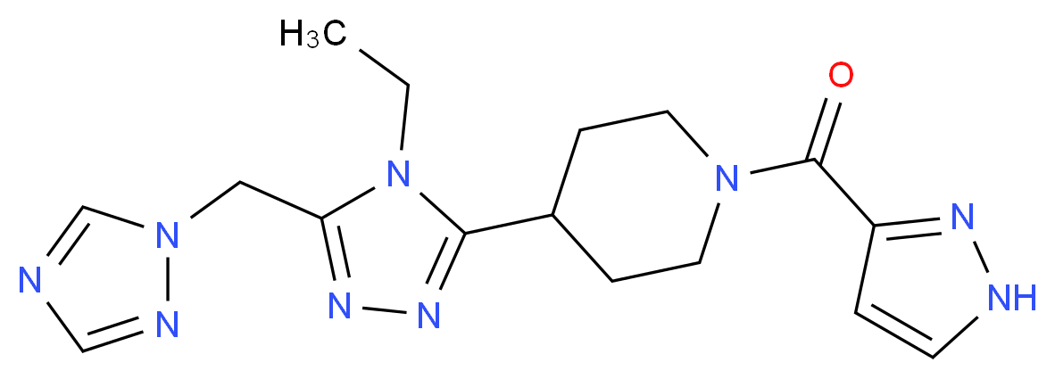4-[4-ethyl-5-(1H-1,2,4-triazol-1-ylmethyl)-4H-1,2,4-triazol-3-yl]-1-(1H-pyrazol-3-ylcarbonyl)piperidine_分子结构_CAS_)