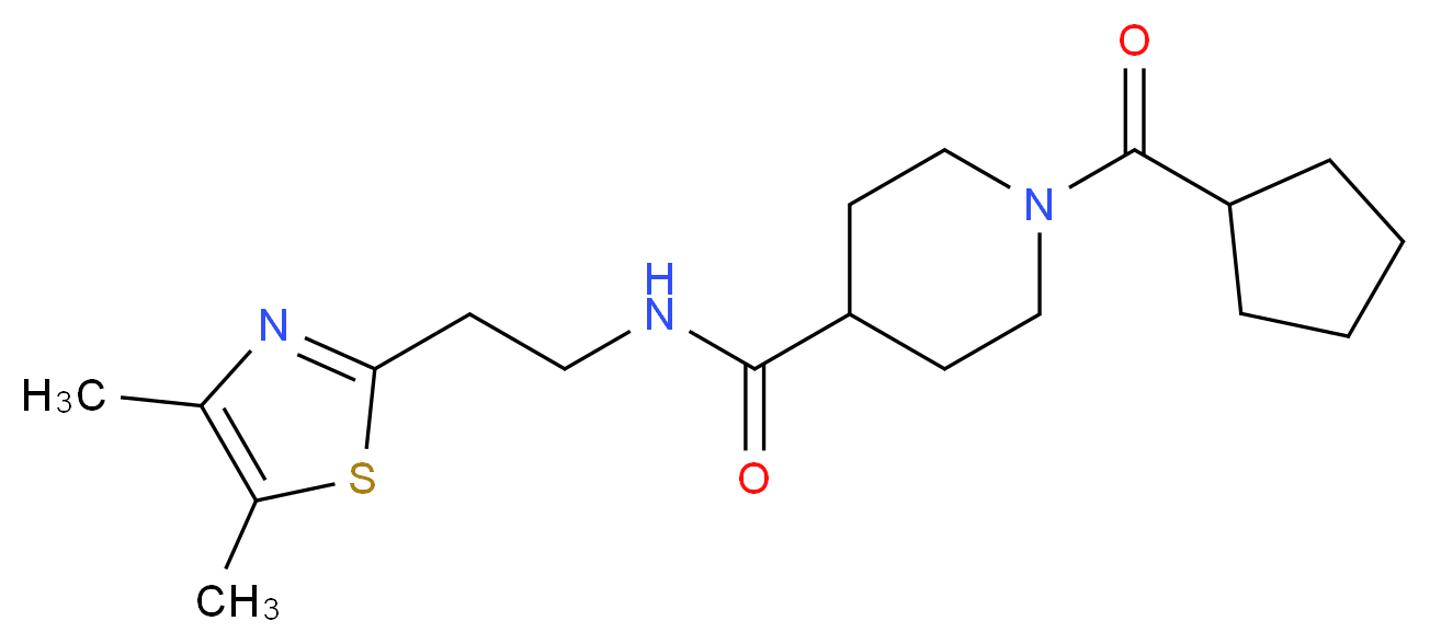 1-(cyclopentylcarbonyl)-N-[2-(4,5-dimethyl-1,3-thiazol-2-yl)ethyl]-4-piperidinecarboxamide_分子结构_CAS_)