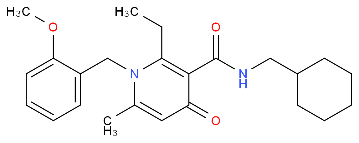 N-(cyclohexylmethyl)-2-ethyl-1-(2-methoxybenzyl)-6-methyl-4-oxo-1,4-dihydro-3-pyridinecarboxamide_分子结构_CAS_)