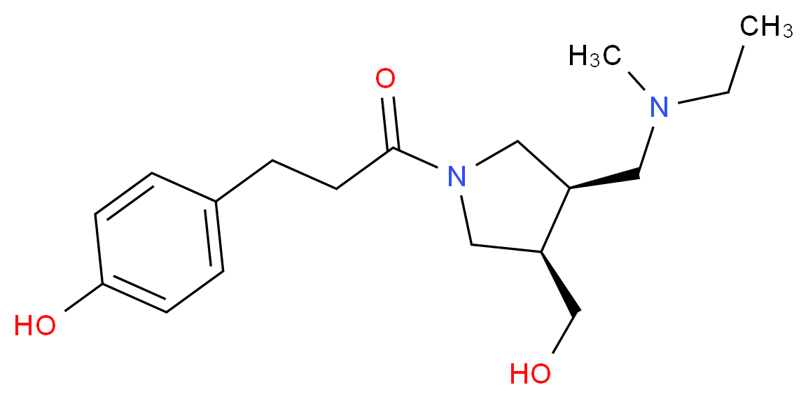 4-{3-[(3R*,4R*)-3-{[ethyl(methyl)amino]methyl}-4-(hydroxymethyl)pyrrolidin-1-yl]-3-oxopropyl}phenol_分子结构_CAS_)