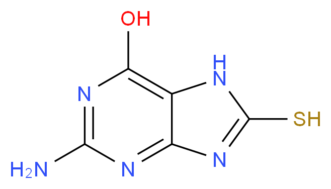 2-amino-8-sulfanyl-7H-purin-6-ol_分子结构_CAS_28128-40-7