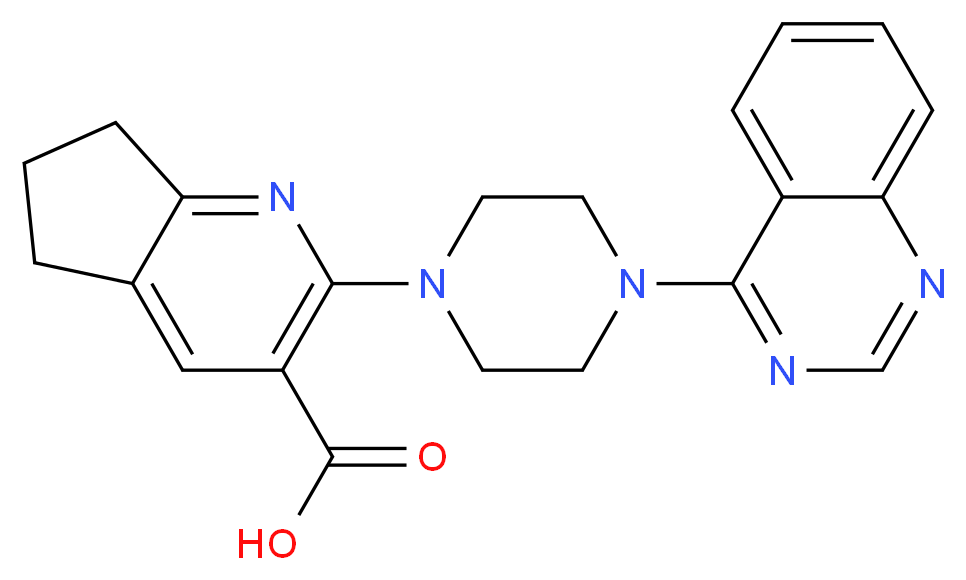 2-[4-(4-quinazolinyl)-1-piperazinyl]-6,7-dihydro-5H-cyclopenta[b]pyridine-3-carboxylic acid_分子结构_CAS_)
