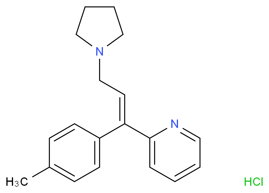 2-[(1E)-1-(4-methylphenyl)-3-(pyrrolidin-1-yl)prop-1-en-1-yl]pyridine hydrochloride_分子结构_CAS_550-70-9