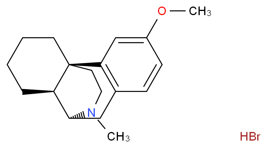 (1S,9S,10S)-4-methoxy-17-methyl-17-azatetracyclo[7.5.3.0<sup>1</sup>,<sup>1</sup><sup>0</sup>.0<sup>2</sup>,<sup>7</sup>]heptadeca-2(7),3,5-triene hydrobromide_分子结构_CAS_125-69-9