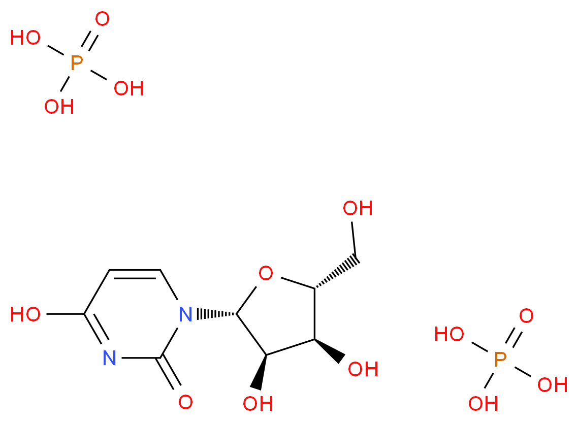 1-[(2R,3R,4S,5R)-3,4-dihydroxy-5-(hydroxymethyl)oxolan-2-yl]-4-hydroxy-1,2-dihydropyrimidin-2-one; bis(phosphoric acid)_分子结构_CAS_58-98-0