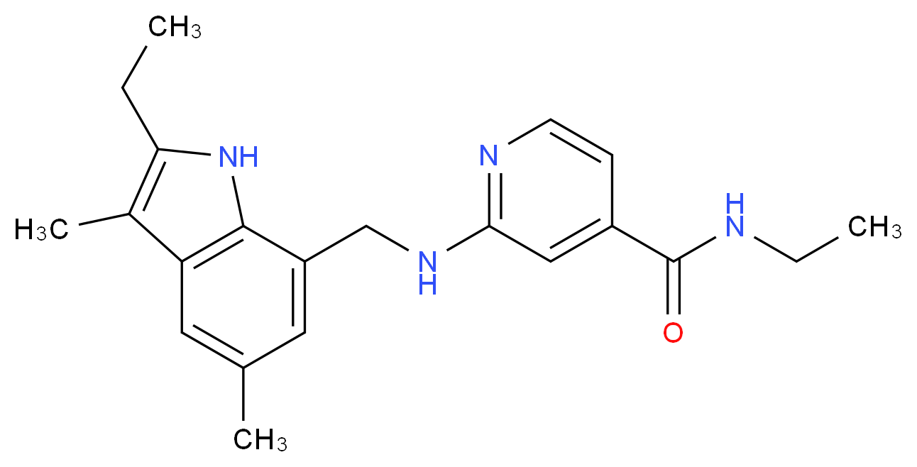 N-ethyl-2-{[(2-ethyl-3,5-dimethyl-1H-indol-7-yl)methyl]amino}isonicotinamide_分子结构_CAS_)