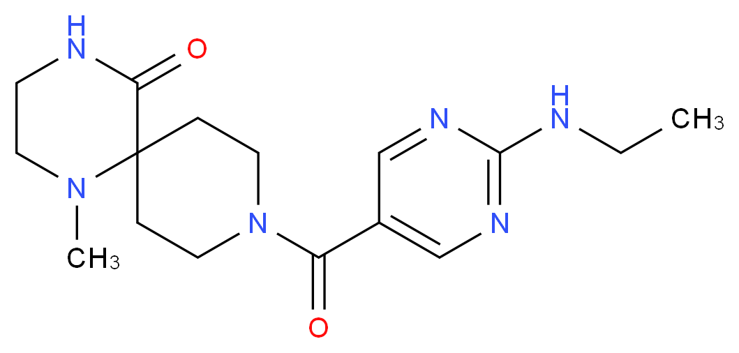 9-{[2-(ethylamino)pyrimidin-5-yl]carbonyl}-1-methyl-1,4,9-triazaspiro[5.5]undecan-5-one_分子结构_CAS_)