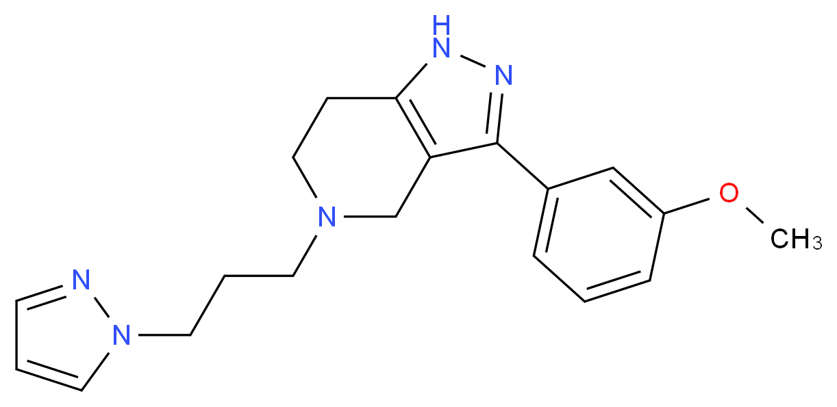 3-(3-methoxyphenyl)-5-[3-(1H-pyrazol-1-yl)propyl]-4,5,6,7-tetrahydro-1H-pyrazolo[4,3-c]pyridine_分子结构_CAS_)