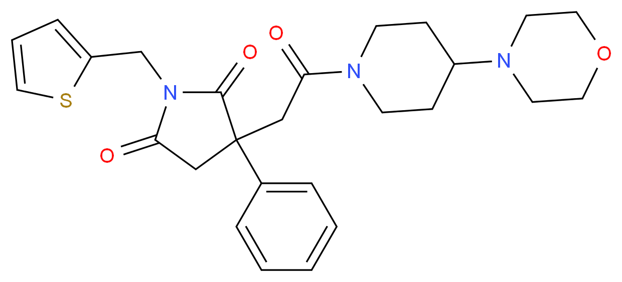 3-{2-[4-(4-morpholinyl)-1-piperidinyl]-2-oxoethyl}-3-phenyl-1-(2-thienylmethyl)-2,5-pyrrolidinedione_分子结构_CAS_)