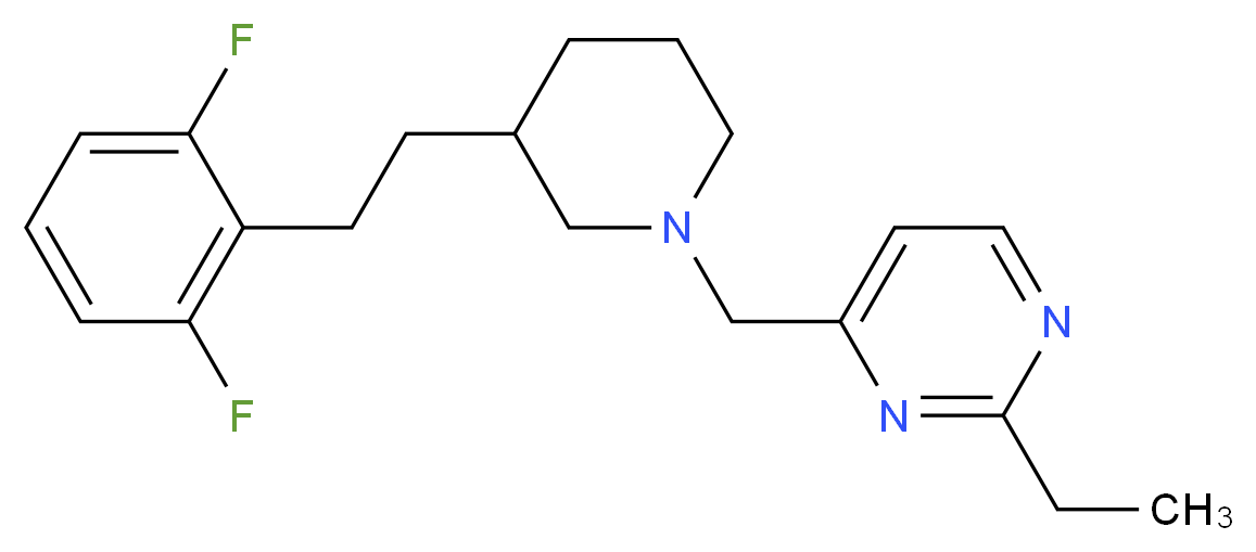 4-({3-[2-(2,6-difluorophenyl)ethyl]-1-piperidinyl}methyl)-2-ethylpyrimidine_分子结构_CAS_)