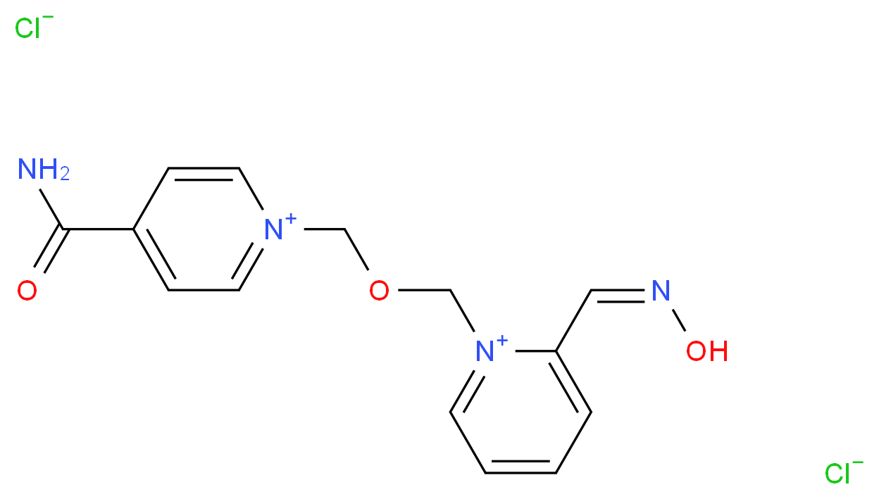 4-carbamoyl-1-[({2-[(1Z)-(hydroxyimino)methyl]pyridin-1-ium-1-yl}methoxy)methyl]pyridin-1-ium dichloride_分子结构_CAS_34433-31-3