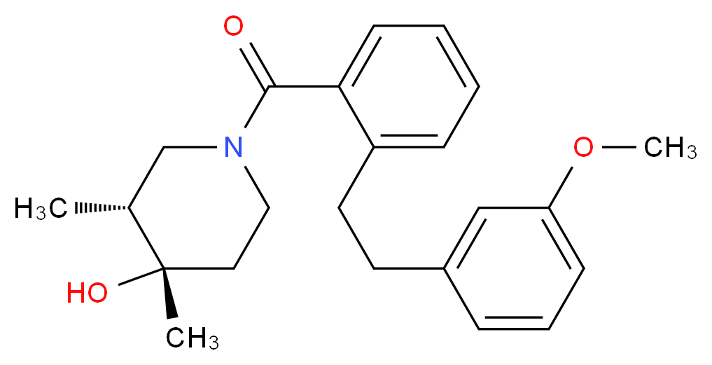 (3R*,4S*)-1-{2-[2-(3-methoxyphenyl)ethyl]benzoyl}-3,4-dimethylpiperidin-4-ol_分子结构_CAS_)