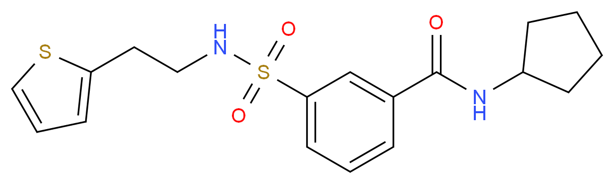 N-cyclopentyl-3-({[2-(2-thienyl)ethyl]amino}sulfonyl)benzamide_分子结构_CAS_)