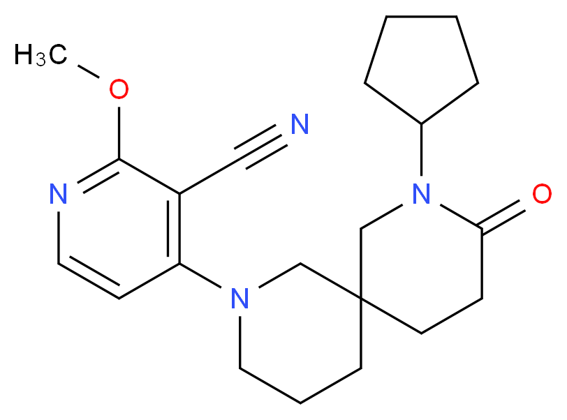 4-(8-cyclopentyl-9-oxo-2,8-diazaspiro[5.5]undec-2-yl)-2-methoxynicotinonitrile_分子结构_CAS_)