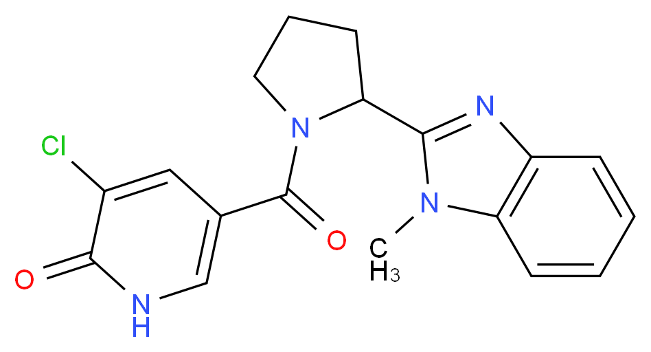 3-chloro-5-{[2-(1-methyl-1H-benzimidazol-2-yl)-1-pyrrolidinyl]carbonyl}-2(1H)-pyridinone_分子结构_CAS_)