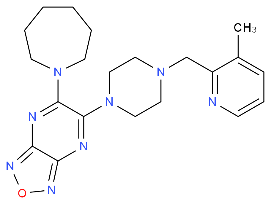 5-(1-azepanyl)-6-{4-[(3-methyl-2-pyridinyl)methyl]-1-piperazinyl}[1,2,5]oxadiazolo[3,4-b]pyrazine_分子结构_CAS_)