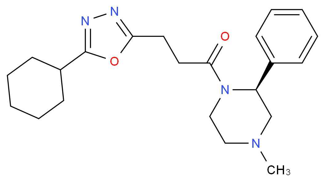 (2S)-1-[3-(5-cyclohexyl-1,3,4-oxadiazol-2-yl)propanoyl]-4-methyl-2-phenylpiperazine_分子结构_CAS_)