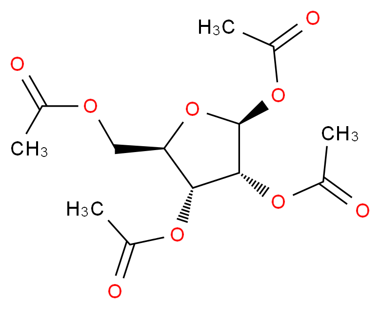 [(2R,3R,4R,5S)-3,4,5-tris(acetyloxy)oxolan-2-yl]methyl acetate_分子结构_CAS_13035-61-5