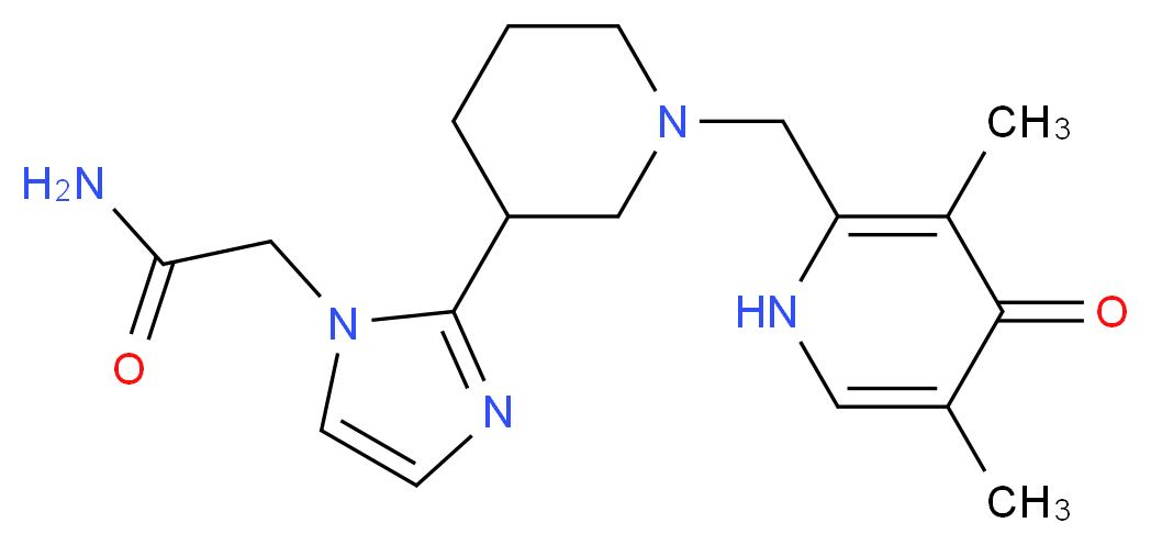 2-(2-{1-[(3,5-dimethyl-4-oxo-1,4-dihydro-2-pyridinyl)methyl]-3-piperidinyl}-1H-imidazol-1-yl)acetamide_分子结构_CAS_)