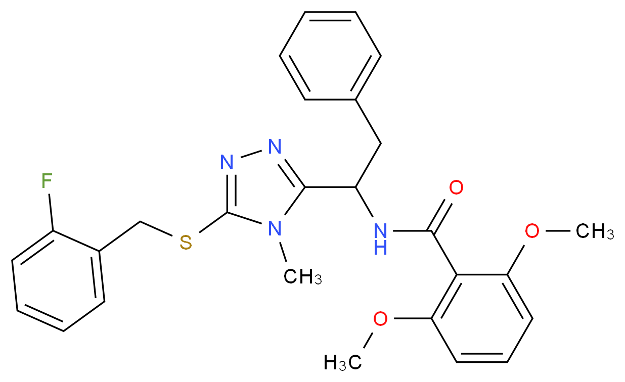 N-(1-{5-[(2-fluorobenzyl)thio]-4-methyl-4H-1,2,4-triazol-3-yl}-2-phenylethyl)-2,6-dimethoxybenzamide_分子结构_CAS_)